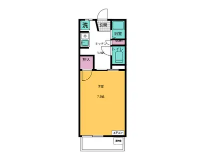 近鉄名古屋線 磯山駅 徒歩5分 2階建 築28年(1K/2階)の間取り写真