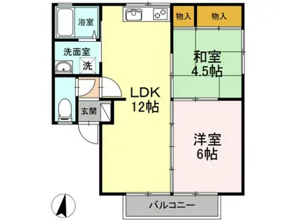 クレインハイム(2LDK/1階)の間取り写真