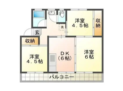 川田コーポラスB(3DK/4階)の間取り写真