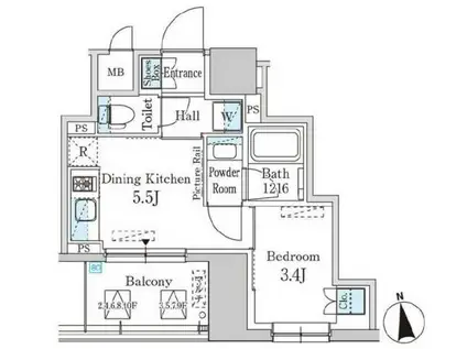 パークアクシス神田レジデンス(1DK/10階)の間取り写真