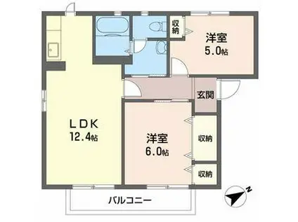 フレグランス北平野II(2LDK/2階)の間取り写真