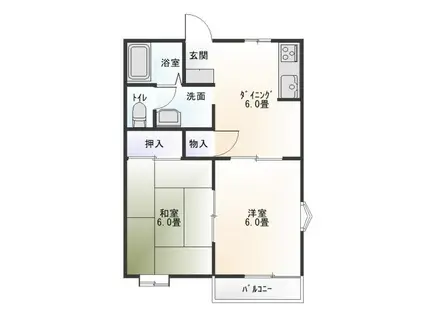 プレステージI(2DK/2階)の間取り写真