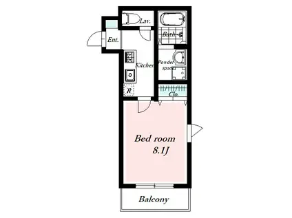 ボヌール北谷(1K/3階)の間取り写真