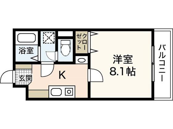 カサグランデII(1K/2階)の間取り写真