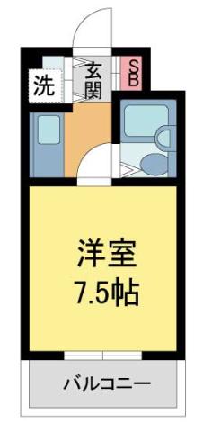 西北チェリー(1K/3階)の間取り写真