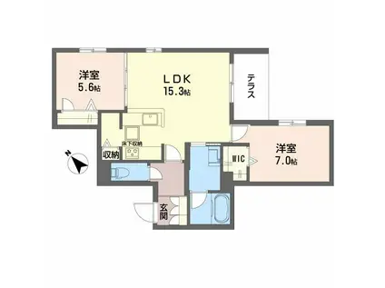 オルキデア クオーレ(2LDK/1階)の間取り写真