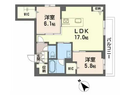 REFIANT東谷山(2LDK/2階)の間取り写真