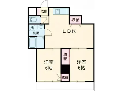 豊川支店マンション(2LDK/2階)の間取り写真