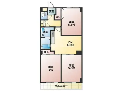 ラフォーレ壱番館(3DK/3階)の間取り写真