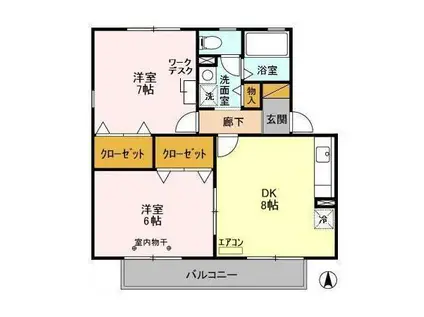 サンハイム II(2DK/1階)の間取り写真