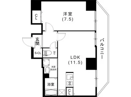 グルーブ神戸元町アリア(1LDK/3階)の間取り写真