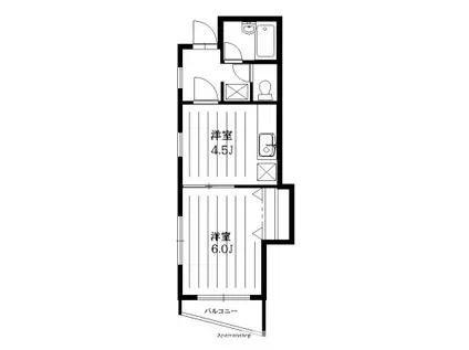 ソレアード用賀(1DK/2階)の間取り写真