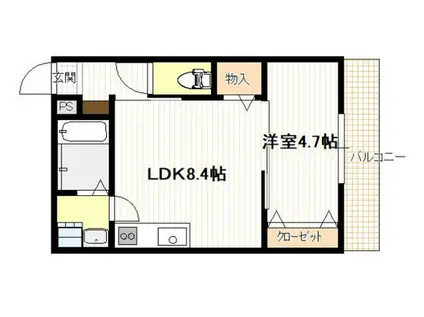 宇品御幸五丁目(1LDK/2階)の間取り写真