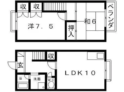 ジョイ・アベニューB棟(2LDK/1階)の間取り写真