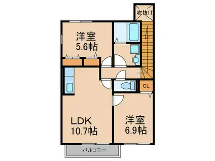 シャローム梅木A(2LDK/2階)の間取り写真