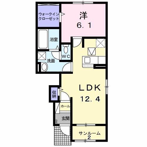 ヴィラ シャングリラ直江町 A(1LDK/1階)の間取り写真