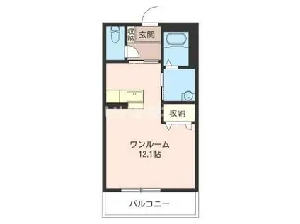 フレッチェル(ワンルーム/2階)の間取り写真