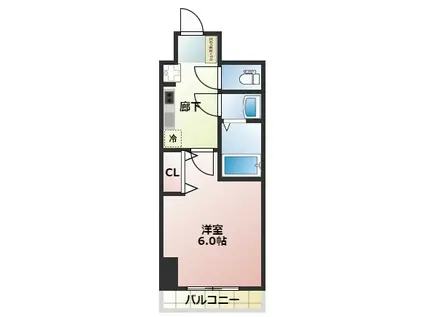 レオンコンフォート難波クレア(1K/3階)の間取り写真