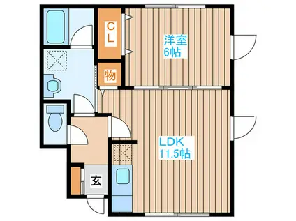 スワインガームB(1LDK/2階)の間取り写真