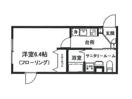 ALTO緑が丘(1K/1階)の間取り写真
