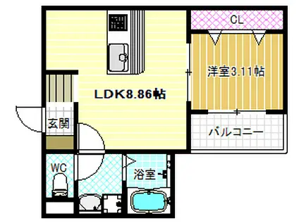 FSTYLE藤井寺道明寺1号館(1LDK/1階)の間取り写真