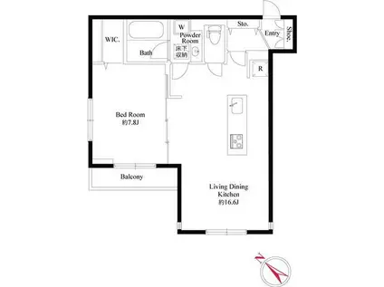 VI QUANTE(1LDK/1階)の間取り写真