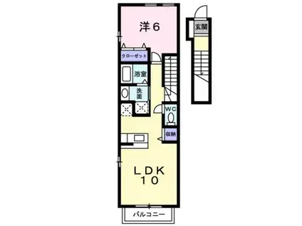 アムール一本木I(1LDK/2階)の間取り写真