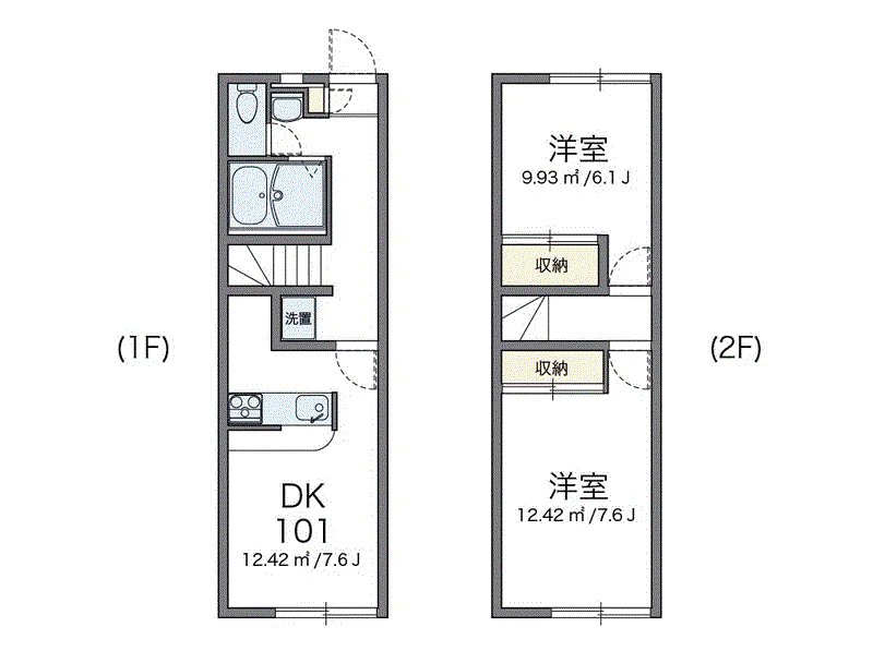 レオパレスKAZU(2DK/1階)の間取り写真