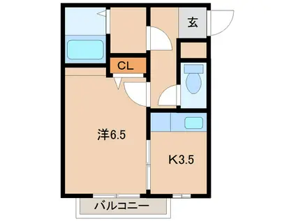 ベルメゾン砂山(1K/3階)の間取り写真