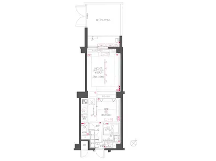 ズーム下丸子(1LDK/1階)の間取り写真