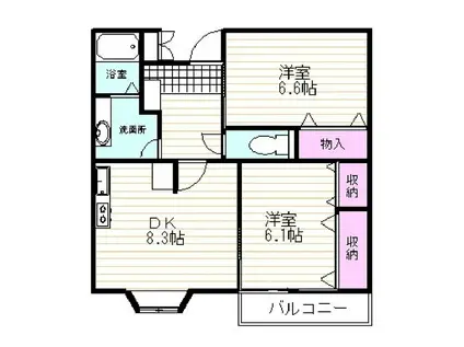 グリーンヴィラ(2DK/1階)の間取り写真