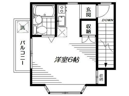スカイハウス(ワンルーム/2階)の間取り写真
