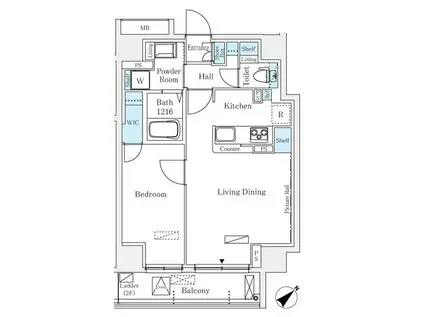 RAUM麻布十番(1LDK/2階)の間取り写真