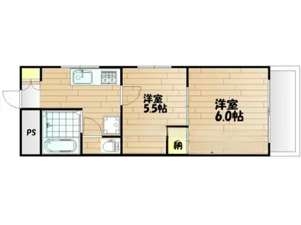 メゾン・ド・ベルプレ(2K/6階)の間取り写真