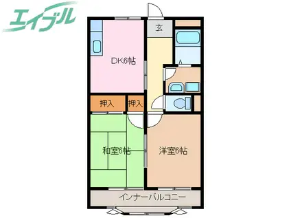 コーポラス丹羽(2DK/3階)の間取り写真