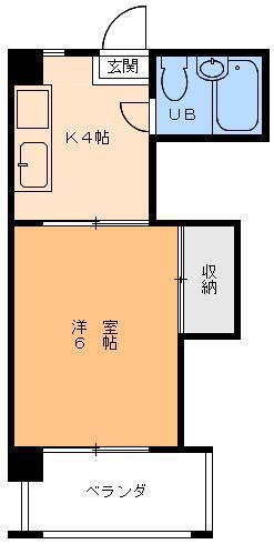 門田ビル(1K/2階)の間取り写真