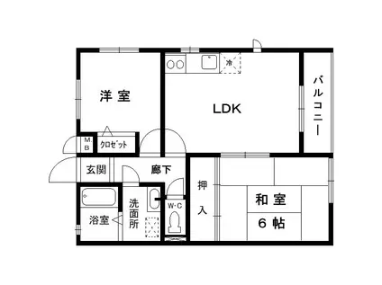 ヒルズコート御影山手(2LDK/2階)の間取り写真