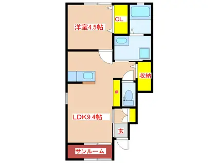 コンソラーレ R.M(1LDK/1階)の間取り写真