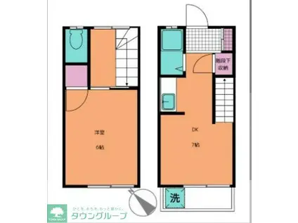 メゾネット馬絹(1DK/1階)の間取り写真