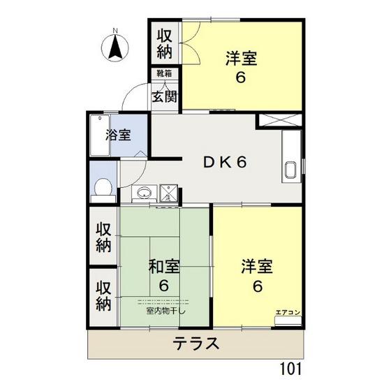リベルテひらたA棟(3DK/1階)の間取り写真