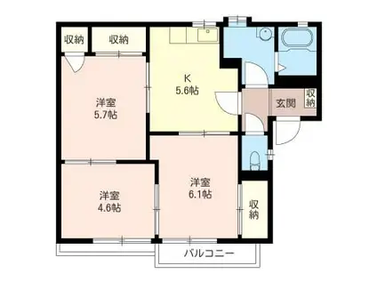 フレグランスA(3K/2階)の間取り写真