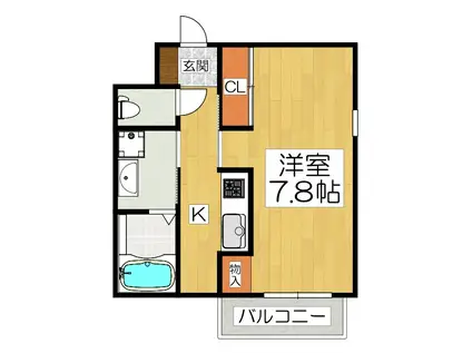 ATTRICE一乗寺(1K/3階)の間取り写真