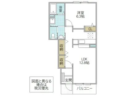 ヴィオラB(1LDK/1階)の間取り写真