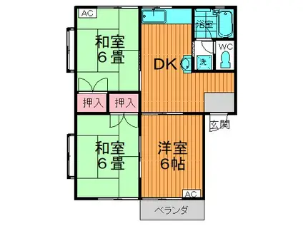 グリーンコーポC(3DK/2階)の間取り写真