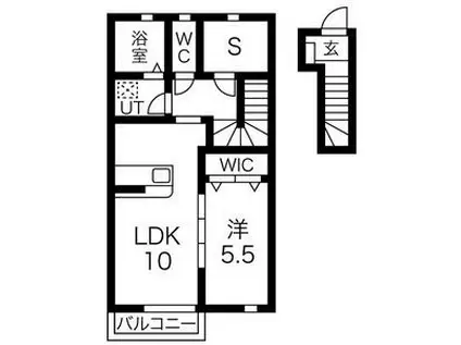 オルニス(1SLDK/2階)の間取り写真