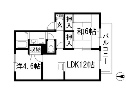 グランメールⅠ(2LDK/2階)の間取り写真