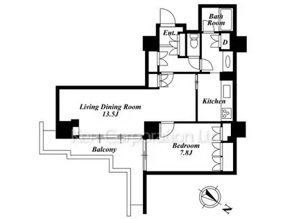 六本木ファーストプラザ(1LDK/7階)の間取り写真