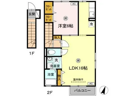 セジュール鈴蘭(1LDK/2階)の間取り写真