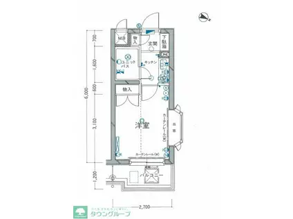 パレ・ドール鶴ヶ峰(1K/5階)の間取り写真