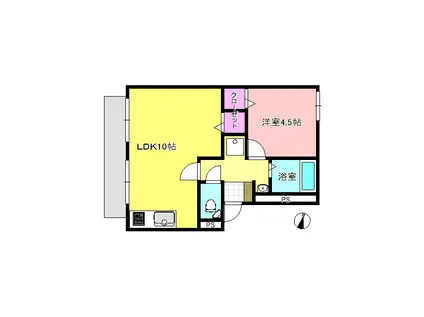 シティハイムKIII(1LDK/1階)の間取り写真